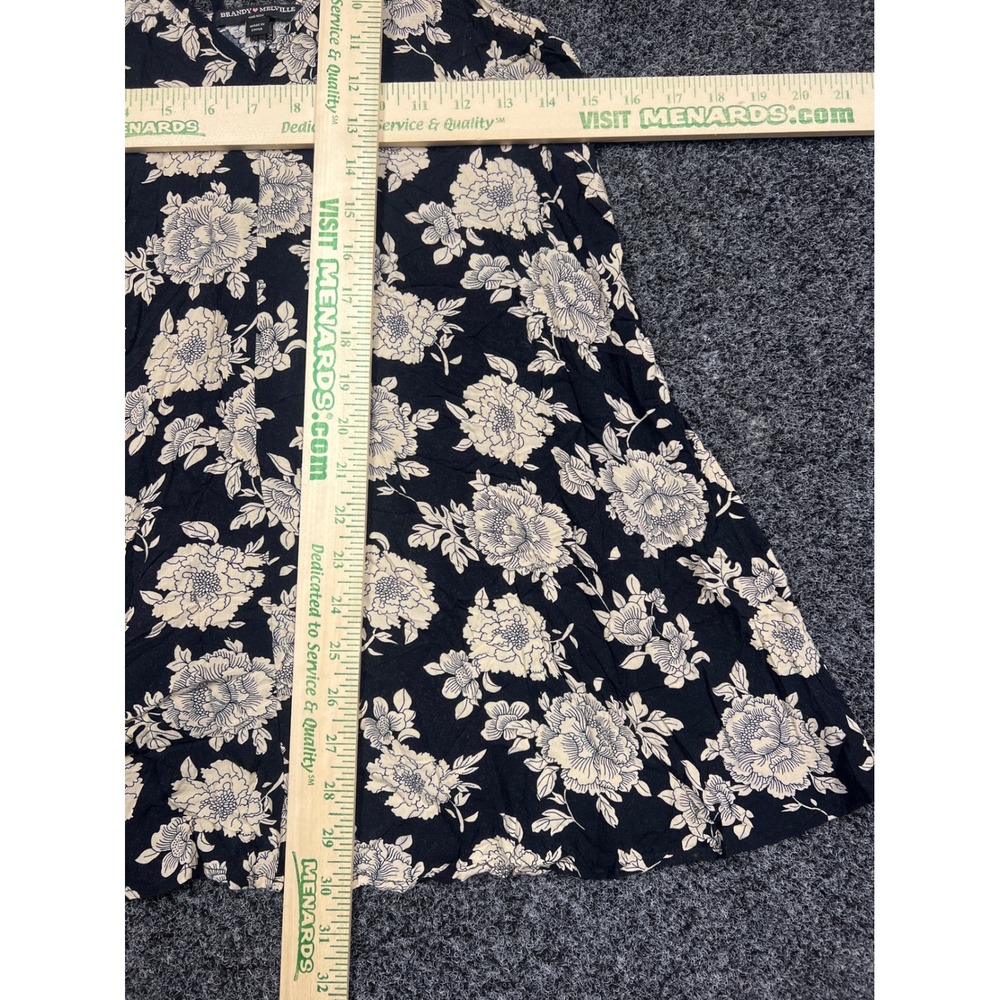 Brandy Melville Dress OS Black Floral Strappy Mini Rayon Boho Summer Coquette - Picture 4 of 6